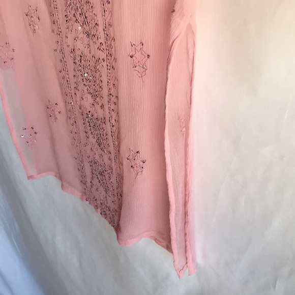 Pia Hallstrom pink semi-sheer tunic with silver sequins, size M - Picture 5 of 15